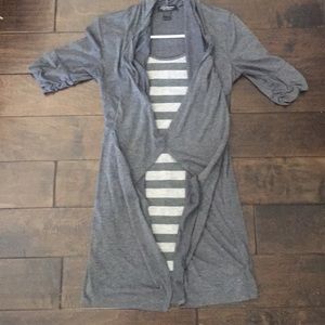 Good condition used Gray short dress w/Cardigan attached to the dress.
